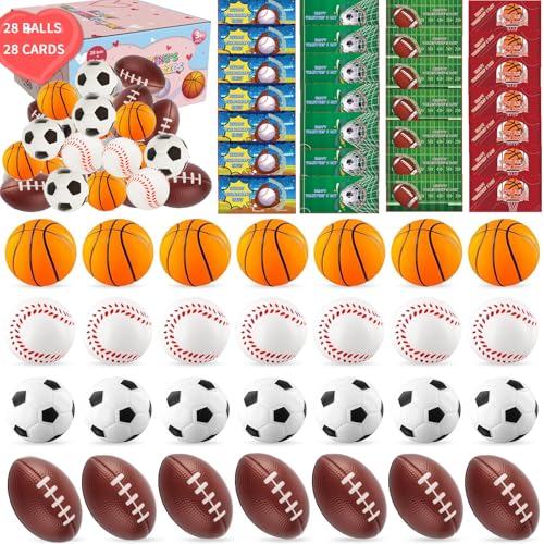 Pack Valentien's Day Cards for Kids with Mini Sports Balls, Figure Stress Balls Squeeze Foam Balls for Classroom Exchange Prizes, Stress Relief ,Anxiety Relief, Valentine Party Favor von GDXINYES