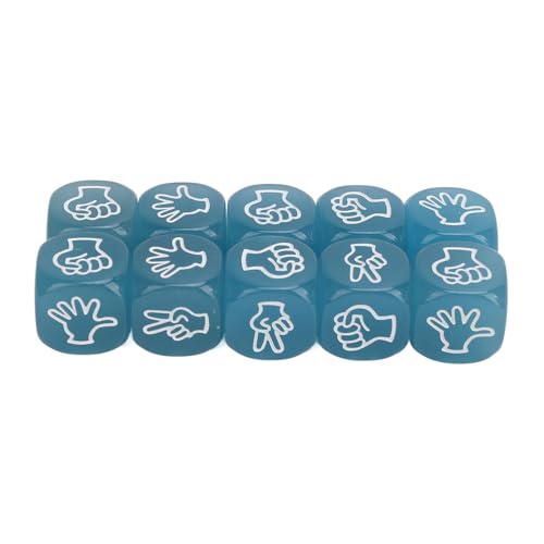 GDZTBS 10-teiliges Finger-Ratewürfel-Set, Leuchtend, 6-seitig, Leicht, Rock-Schere, Papierwürfel-Set für Brettspiele (Blau) von GDZTBS