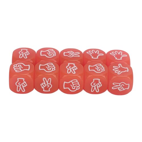 GDZTBS 10-teiliges Finger-Ratewürfel-Set, Leuchtend, 6-seitig, Leicht, Rock-Schere, Papierwürfel-Set für Brettspiele (Rosa) von GDZTBS