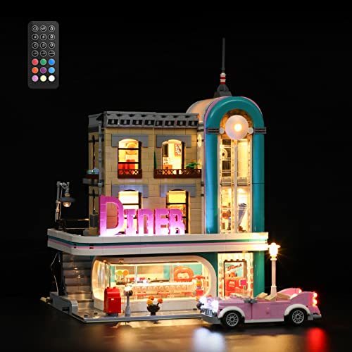 GEAMENT LED Licht-Set (Fernbedienung) Kompatibel mit Lego Amerikanisches Diner (Downtown Diner) - Beleuchtungsset für Creator 10260 (Modell-Set Nicht enthalten) von GEAMENT