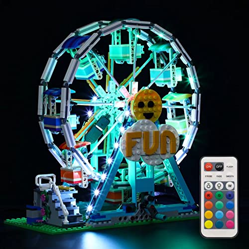 GEAMENT LED Licht-Set (Fernbedienung) Kompatibel mit Lego Riesenrad (Ferris Wheel) - Beleuchtungsset für Creator 31119 Baumodell (Modell-Set Nicht enthalten) von GEAMENT