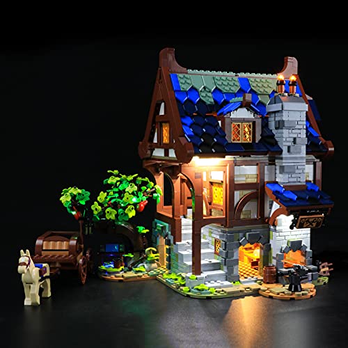 GEAMENT LED Licht-Set Kompatibel mit Lego Mittelalterlicher Schmiedeladen (Medieval Blacksmith) - Beleuchtungsset für Ideas 21325 Baumodell (Modell-Set Nicht enthalten) von GEAMENT