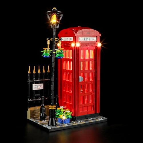 GEAMENT LED Licht-Set Kompatibel mit Lego Rote Londoner Telefonzelle (Red London Telephone Box) - Beleuchtungsset für Ideas 21347 (Modell-Set Nicht enthalten) von GEAMENT