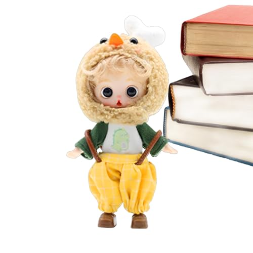 Anime-Gliederpuppe,Gliederpuppen für Mädchen,Gelenkige, fantasievolle Rollenspielpuppe mit Kleidungsoutfit und Brathähnchen-Kopfbedeckung | Fantasievolle Spielfiguren mit 3D-Augen-Sammlerstücken von GEBBEM