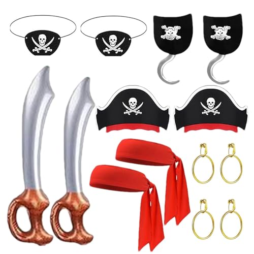 GEBBEM Kinder-Piraten-Cosplay-Zubehör, Piraten-Verkleidung für Kinder,Piratenkostüm Halloween Kinder Rollenspielzubehör | Dress up Augenmaske und Kopftuch -Bühnenoutfit für Maskerade, Fotografie von GEBBEM