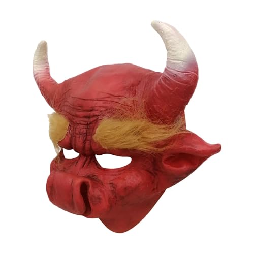 GEBBEM Stierkopfmaske - Stier-Halloween-Maske | Stier-Kostümzubehör, Tier-Gesichtsschutz | Bull Cosplay Gesichtsbedeckung für Halloween | Lustige Feiertagskostüme, Mehrzweckmaske für Partys, Karneval von GEBBEM