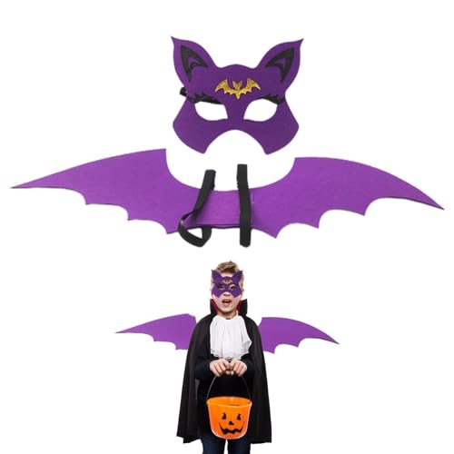 Halloween-Fledermausflügel, Fledermausflügel für Kinder | Süßes Fledermaus-Kostüm-Set, Fledermaus-Maske, Cosplay-Kostüme mit Fledermaus-Augen-Maske - Cosplay Party Kostüme Verstellbarer Riemen Vampir von GEBBEM