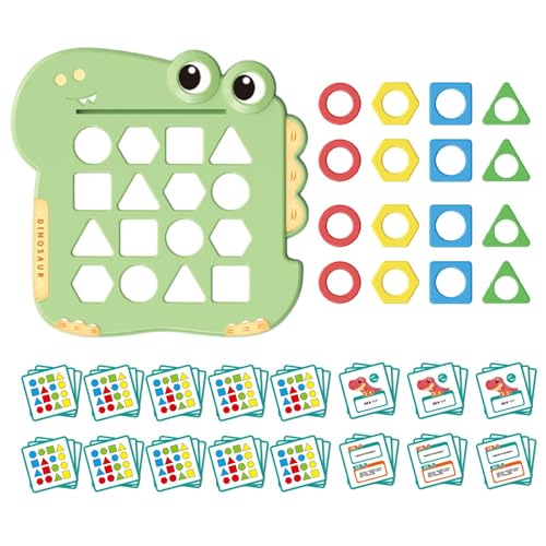 Shape-Matching-Brettspiel, Shape-Matching-Spiel für Kinder,Schnell passendes Brett mit geometrischer Form - Geometrisches Form-Matching-Brett, Dinosaurier-Schachbrett, Lernspielzeug, Form-Farb-Matchi von GEBBEM