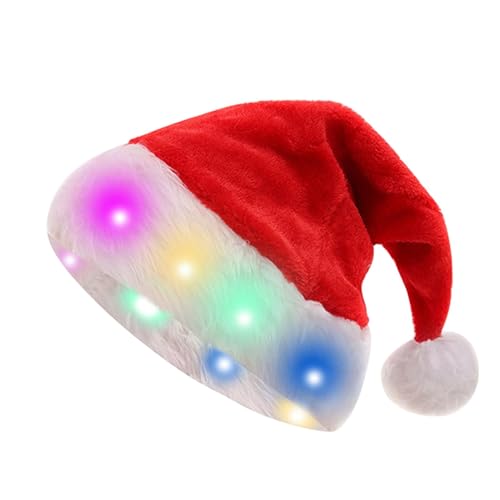 Weihnachtsmütze – LED-Leucht-Weihnachtsmütze | Lustiger Weihnachts-Partyhut | Leuchtende Plüsch-Weihnachtsmütze, lustige Weihnachtsmütze, Weihnachtsdekoration, Party-Kostüm-Zubehör für Erwachsene und von GEBBEM