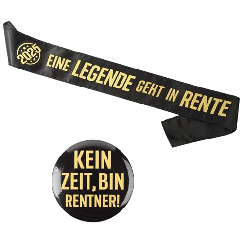 (2 pcs) Rentner Schärpe und Button Dekoration Ruhestand Accessoires eine Legende geht in Rente kein Zeit Bin Rentner Geschenk für Pensionierung Party Abschiedsfeier Deko Sash Zubehör von GEBETTER