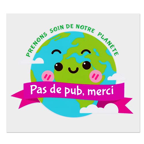 GEBETTER Französisch 2 Stück Aufkleber Preson Soin de Notre Planete Pas de Pub Merci Sticker Umweltschutz Geschenk Save Our Planet von GEBETTER