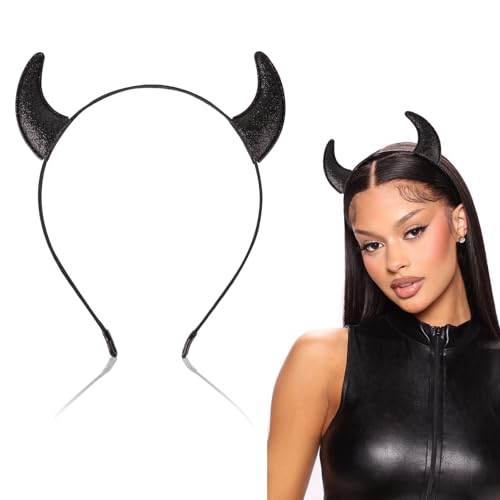 GEBETTER Haarreife mit Teufelshörner Teufelsohren Teufel Kostüm Accessoire Damen Kinder Haarband Faschingkostüme Karneval Kopfbedeckung Mottoparty Halloween Fasching Party von GEBETTER