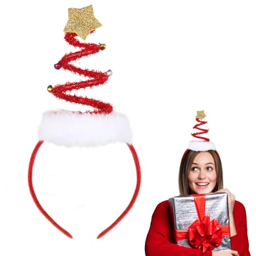 Haarreif Weihnachten Accessoire Weihnachtsbaum Stirnband Kopfbedeckung Erwachsene Kopfschmuck Kinder für Weihnachtskostüm Party weihnachtshaarband weihnachtskopfschmuck weihnachtskostüme (Rot) von GEBETTER