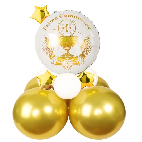 Italienisch 6 Stück Folienballons + 10 Stück Latexballons Heliumballon Deko Taufe Luftballons Set Ballons für Kommunion Konfirmation Dekoration Mädchen und Jungen von GEBETTER