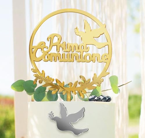 Italienisch Prima Comunione Kuchendekoration Erstkommunion Taube Tortendeko Cake Topper Tortenaufsätze Geschenke Tortentopper für Kommunion Taufe Konfirmation Party deko von GEBETTER