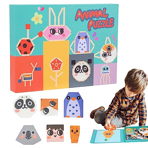 GEDOX Magnettafel-Puzzles aus Holz, magnetisches Tierpuzzle - Magnetisches Holzpuzzle-Spielspielzeug | Lustiges Holzklötze-Puzzlespielzeug für Jungen, Mädchen, Kinder, Zuhause, Schule, Reisen von GEDOX