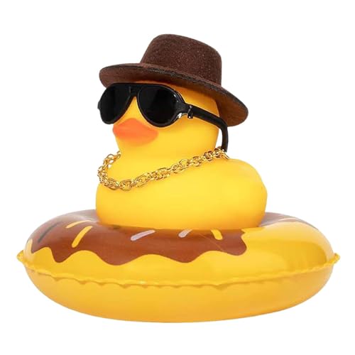 Gummi-Enten-Ornament, Enten-Auto-Schaukel-Ornament, Dusch-Schwimmzubehör Mit Sonnenbrille, Gummi-Enten Für Die Badewanne, Gelbe Enten-Badespielzeuge Für Die Badewanne Und Dusche von GEDOX