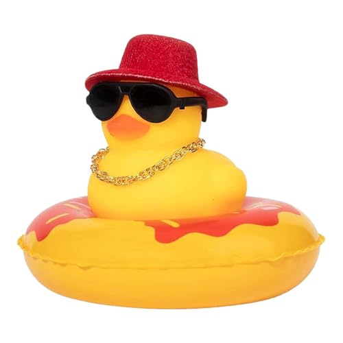 Gummi-Enten-Ornament, Enten-Auto-Schaukel-Ornament, Dusch-Schwimmzubehör Mit Sonnenbrille, Gummi-Enten Für Die Badewanne, Gelbe Enten-Badespielzeuge Für Die Badewanne Und Dusche von GEDOX