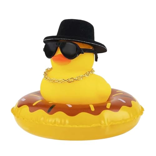 Gummi-Enten-Ornament, Enten-Auto-Schaukel-Ornament, Dusch-Schwimmzubehör Mit Sonnenbrille, Gummi-Enten Für Die Badewanne, Gelbe Enten-Badespielzeuge Für Die Badewanne Und Dusche von GEDOX