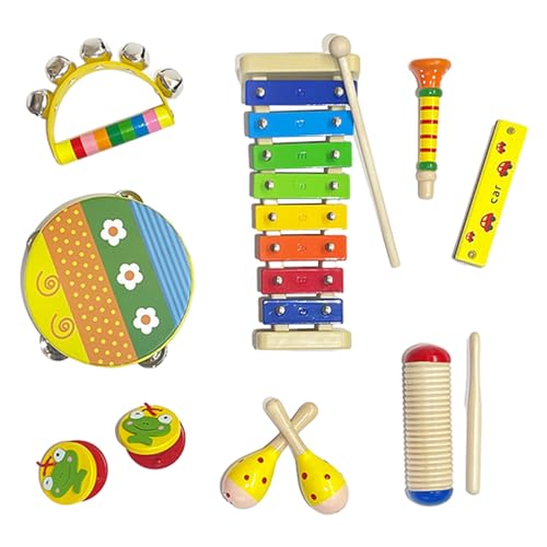 Kinder Instrumente Set Shaker Holz Musikspielzeug Percussionsinstrumente Lernspielzeug Lernspielzeug Musikinstrumente Set Tamburin für Jungen Mädchen Puppen von GEDOX