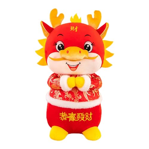 Weicher Drachen-Anhänger, Plüsch-Maskottchen glücklicher Drache, gefüllter chinesischer Drache, Neujahrsdrachen-Maskottchen, Neujahrs-Tier-Souvenirs, weiche Plüschpuppe für Auto von GEDOX