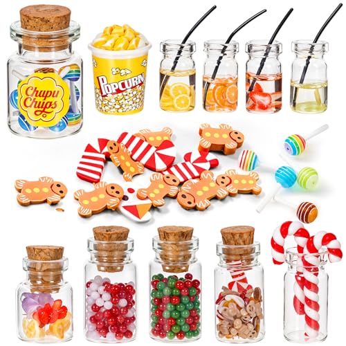 GEEHUA 15 Stück Weihnachten Wichtel Zubehör, Miniatur Weihnachten Süßigkeiten und Trinken Set Mini Essen Getränke Mini Marken Essen Miniatur Spielzeug Plastik Lebensmittelspielzeug für Kinder von GEEHUA