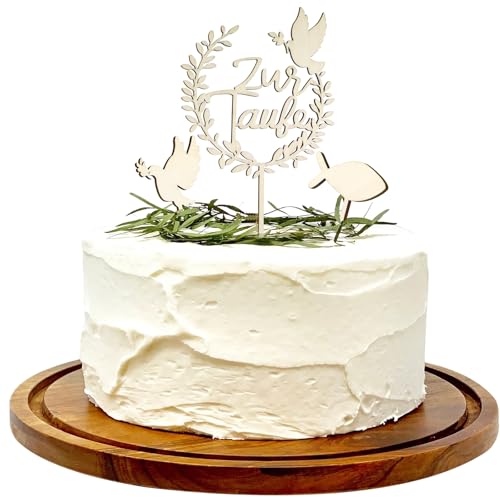 GEEHUA 3pcs Cake Topper Taufe, Holz Luv Taufe Meine Taufe Deko Taufe Tortendeko Taufe Party Dekoration für Junge Mädchen 20x14cm/7.8x5.9in(Luv Taufe) von GEEHUA