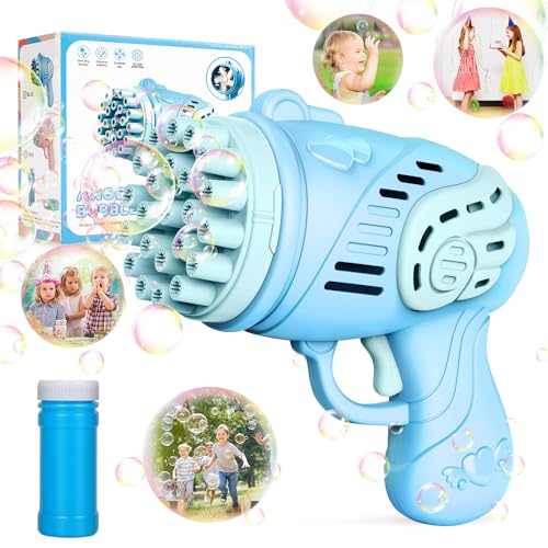 Seifenblasenpistole 23-Loch Seifenblasenmaschine Pistole Kinder, 2-In 1 Automatischer Seifenblasen Bubble Gun mit Seifenblasenlösung, Seifenblasen Pistole für Hochzeit Geburtstag Party von GEEKEO