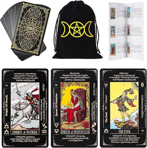 GEELBS Tarotkarten Deck mit Führerbuch Leinen Tragetasche.78 Klassische Original Tarotkarten für Fortune Telling Ideal für Anfänger bis Experten, mit Bedeutungen enthalten von GEELBS