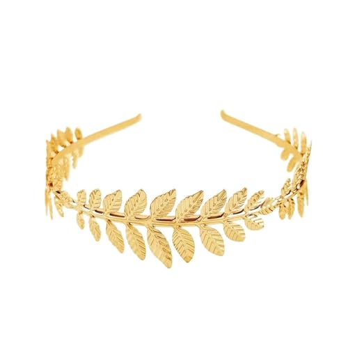 Griechische Göttin Partyschmuck Barock Golden Leaf Crown Braut Kopfbedeckung Halloween Zubehör Für Halloween-Kostüme, Kopfbedeckungen, Cosplay-Pa(Gold) von GEJUAN