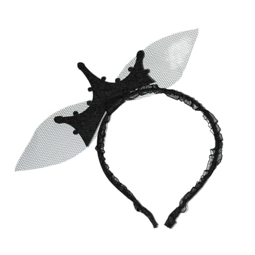 Haarband Damen Gothic Barock Stil Schwarz Böse Königin Krone Tiara Filz Mesh Halloween Kostüm Ball Party Spitze Stirnbänder Haarreif Für Halloween-Kostüme, Kopfbedeckungen, Cosplay-Pa von GEJUAN