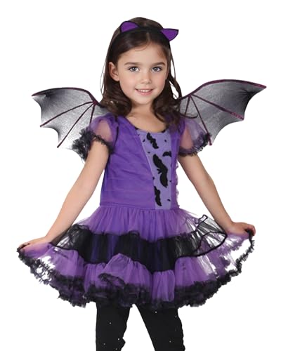 GEMVIE Fledermaus-Kostüm für Mädchen, Prinzessinnen-Kostüm, Halloween, Mädchen mit Flügeln, Karneval, Cosplay GEMVIE Fledermaus-Kostüm für Mädchen, Prinzessinnen-Kostüm, Halloween, Mädchen mit Flügeln, Karneval, Cosplay von GEMVIE