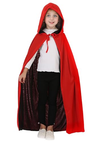 GEMVIE Zweifarbiger Hexenumhang Im Vampir-Stil Mit Kapuze - Vielseitiges Kostümaccessoire Für Halloween, Partys Und Cosplay - Für Erwachsene Und Kinder - Länge: 140cm von GEMVIE