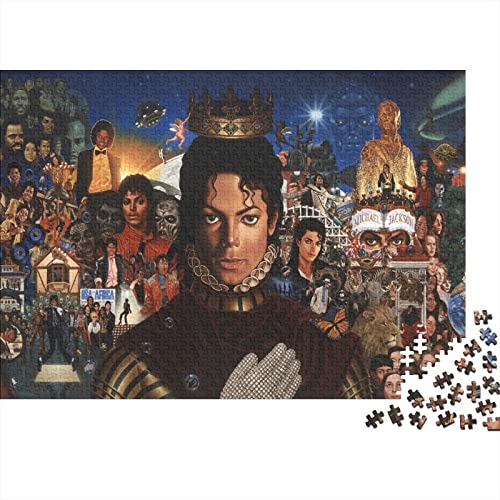 Michael Jackson 1000 Stück Puzzles Für Erwachsene Teenager Stress Abbauen Familien-Puzzlespiel 1000-teiliges Puzzle Musik Sänger Kinder Lernspiel Spielzeug Geschenk 1000pcs (75x50cm) von GENBAK