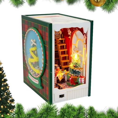 Bücherregal, Miniatur-Bücher-Szenen, Weihnachtspuppenhäuser für Bibliothek, Puzzle-Modell aus Holz, , Puppenhausregal, Puppenhaus von GENERIC