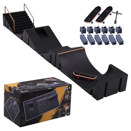 Skate Park Spielzeug – Umweltfreundliches 6-in-1-Skate-Park-Set mit 6 Skateboard-Rampen, 3 Rollbrettern für und Mädchen von GENERIC