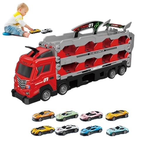 Spielzeug für Lkw Rennbahn Transporter, Transport-LKW mit Auswurfbahn - Großer Transport-LKW Autotransporter | Spielzeug-Auto-Bahn-Set, großer Cami von GENERIC