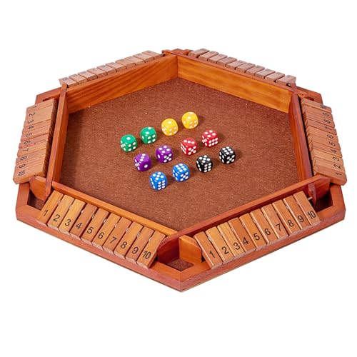 GENERISCH Shut The Box Game for 1 6 Player Colorful 6 Wooden Board Math Number Games for Kids Adults Families Party Club (Instructions Included) (B, One Size) von GENERISCH