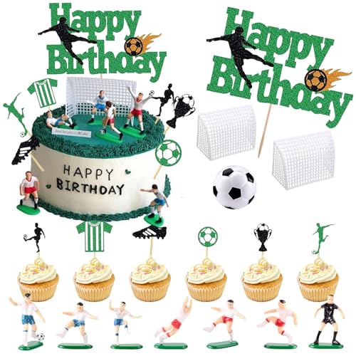 GENGUTOR Tortendeko Fussball, Fussball Tortendeko Fondant Fussball Cupcake Topper Fussball Muffin Dekoration Fussball Deko Geburtstag Kinder von GENGUTOR