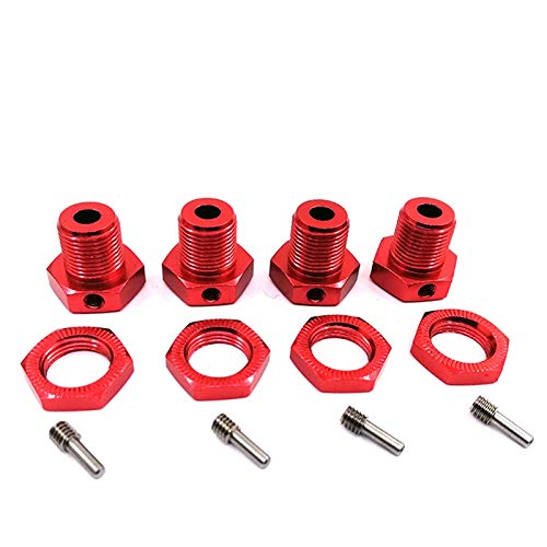 GERALD 4PCS Rad Sechskantnabe 5MM Reifen Kombinierer Nabe Aluminiumlegierung Adapter Radmutter RC für Rot von GERALD