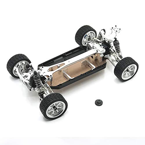 GERALD für 124019 1/12 RC Auto Upgrade Teile Alle Metall Montierten Rahmen Chassis mit Rad Satz ZubehöR, Silber von GERALD