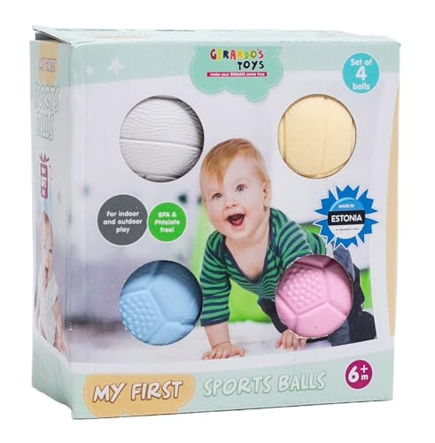 GERARDO'S Toys Babys First Sportball Spielzeug, aus ungiftigen Zutaten, Spaß für die ganze Familie drinnen und draußen, enthält 4 Sportbälle GERARDO'S Toys Babys First Sportball Spielzeug, aus ungiftigen Zutaten, Spaß für die ganze Familie drinnen und draußen, enthält 4 Sportbälle von GERARDO'S