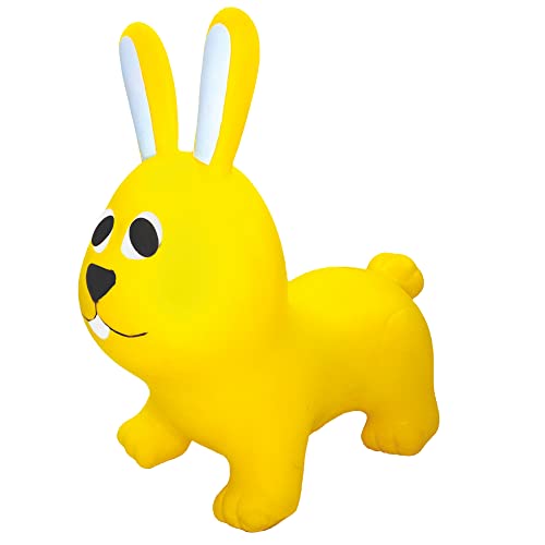 GERARDO'S Toys Jumpy Hüpftier Hase Gelb ca. 58 cm - Hüpftiere ab 1 Jahr - Aufblasbare Tiere für drinnen & draußen - Inklusive Luftpumpe von GERARDO'S