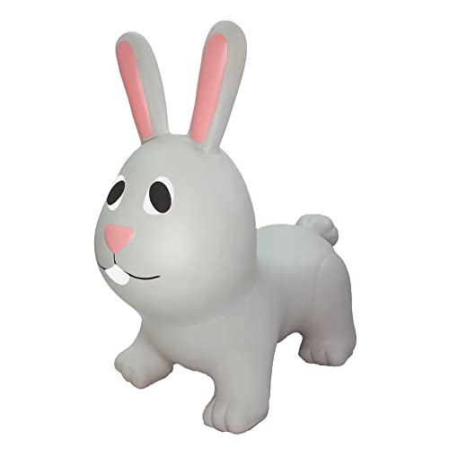 Gerardo's Toys Jumpy Hüpftier Hase Grau ca. 58 cm - Hüpftiere ab 1 Jahr - Aufblasbare Tiere für drinnen & draußen - Inklusive Luftpumpe von GERARDO'S