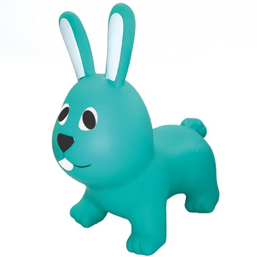 GERARDO'S Toys Jumpy Hüpftier Hase Meergrün ca. 58 cm - Hüpftiere ab 1 Jahr - Aufblasbare Tiere für drinnen & draußen - Inklusive Luftpumpe von GERARDO'S