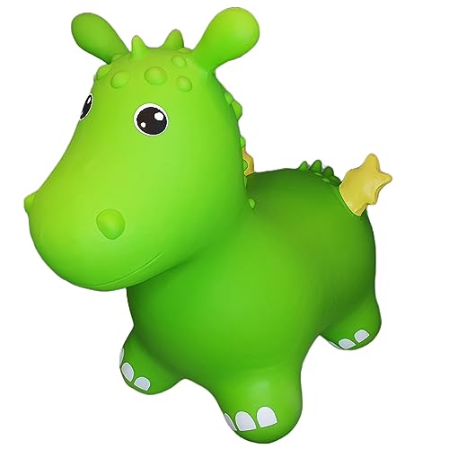 Gerardo's Toys Jumpy Bouncy Grüner Drache - Hüpftiere ab 1 Jahrn, Hüpftier Kinder, Aufblasbare Tiere Spielzeug für draußen oder drinnen für Kleinkinder ab 12 Monaten, Inklusive Luftpumpe von GERARDO'S