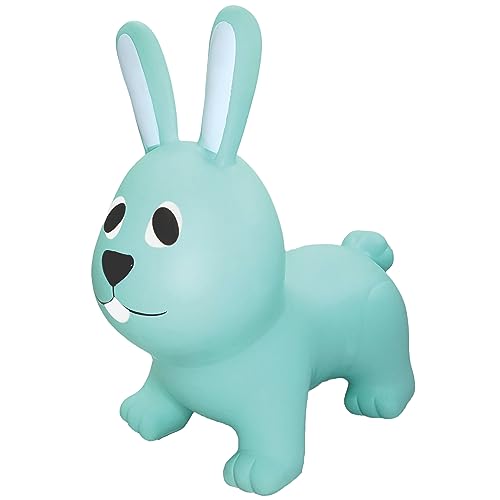 GERARDO'S Toys Jumpy Hüpftier Hase Hellblau ca. 58 cm - Hüpftiere ab 1 Jahr - Aufblasbare Tiere für drinnen & draußen - Inklusive Luftpumpe von GERARDO'S