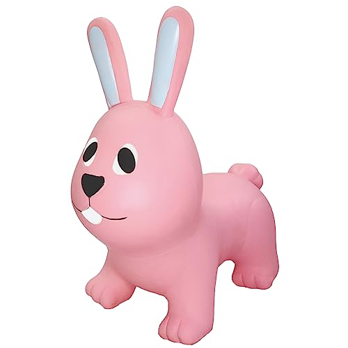 Gerardo's Toys Jumpy Hüpftier Hase Hellrosa ca. 58 cm - Hüpftiere ab 1 Jahr - Aufblasbare Tiere für drinnen & draußen - Inklusive Luftpumpe von GERARDO'S