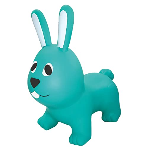 GERARDO'S Toys Jumpy Hüpftier Hase Meergrün ca. 58 cm - Hüpftiere ab 1 Jahr - Aufblasbare Tiere für drinnen & draußen - Inklusive Luftpumpe von GERARDO'S