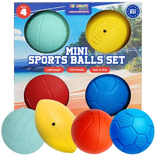 Mini Sports Balls - Assorted Toy Ball Set Volleyball, Basketball, Football for Beach, Pool or Indoor for Toddlers and Kids Age 3 and Up Indoor for Kids Mini Sports Balls - Assorted Toy Ball Set Volleyball, Basketball, Football for Beach, Pool or Indoor for Toddlers and Kids Age 3 and Up Indoor for Kids von GERARDO'S